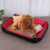 Dog Bone Pattern Big Soft Warm Kennel Pet Dog Cat Mat Blanket, with Rattan Mat & Blanket Size: L, 80×60×15cm