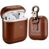 ICARER Cowhide Leather Anti-lost Dropproof Wireless Earphones Charging Box Protective Case for Apple AirPods 1/2, with Clasp