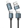 REMAX RC-020t 2.4A Aurora Series 4 in 1 8 Pin + USB +2 x Type-C Data Snyc Charging Cable, Cable Length: 1m