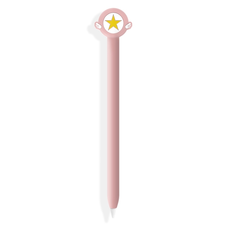 Cute Cartoon Silicone Protective Cover for Apple Pencil 2(Five-pointed Star Pink))