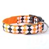 Plaid Pattern Rechargeable LED Glow Light Leads Pet Dog Collar for Small Medium Dogs