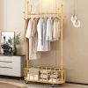 3 in 1 Design Coat Rack Stand Hall Tree with Wheels-60X32X170 Cm Metal Coat Stand