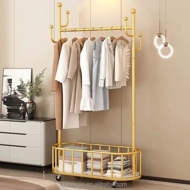 3 in 1 Design Coat Rack Stand Hall Tree with Wheels-60X32X170 Cm Metal Coat Stand
