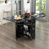 Folding Wooden Dining Table, Modern Simple Kitchen Removable Storage Table with wheels