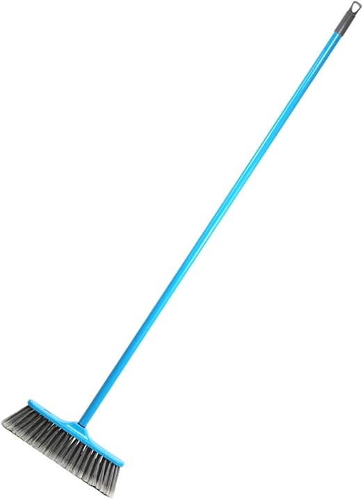 Indoor Broom with Iron Stick Durable Stiff Bristle Best to Clean for Home Kitchen Office
