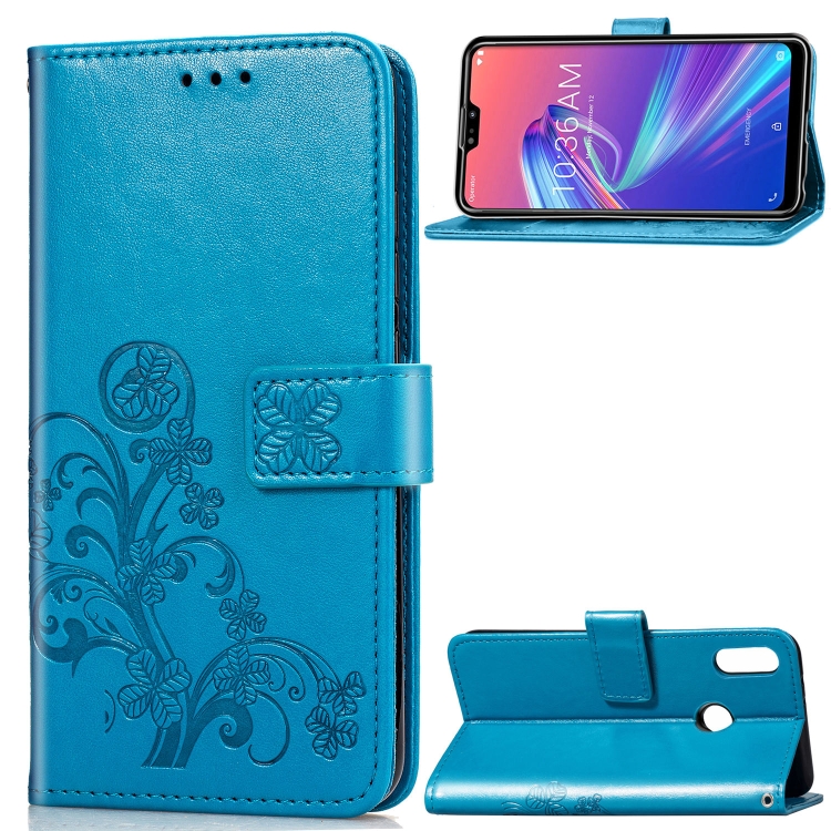 Lucky Clover Pressed Flowers Pattern Leather Case for ASUS ZB633KL, with Holder & Card Slots & Wallet & Hand Strap