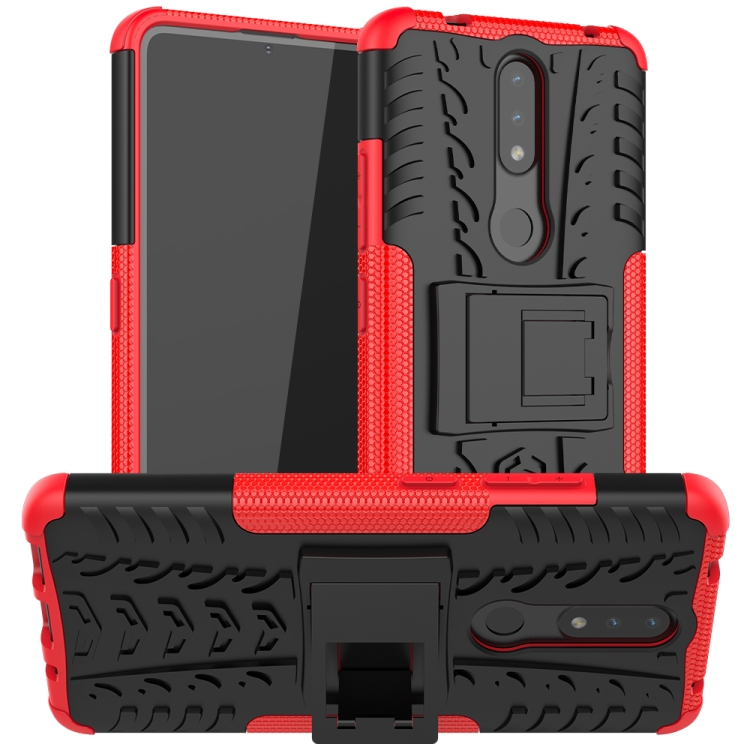 Tire Texture Shockproof TPU+PC Protective Case with Holder