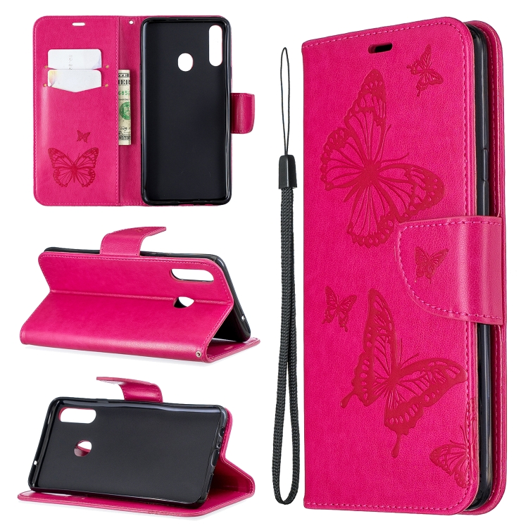 Two Butterflies Embossing Pattern Horizontal Flip Leather Case with Holder & Card Slot & Wallet & Lanyard