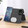 ROCK 3 In 1 Intelligent PU Leather Wireless Charger Station for Huawei Watch / Smart Phones / Wireless Earphone