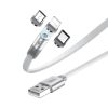 Remax RC-169th Flag Series 2.1A 3 In 1 8 Pin + Type-C / USB-C + Micro Magnetic Weave Charging Cable, Length: 1m