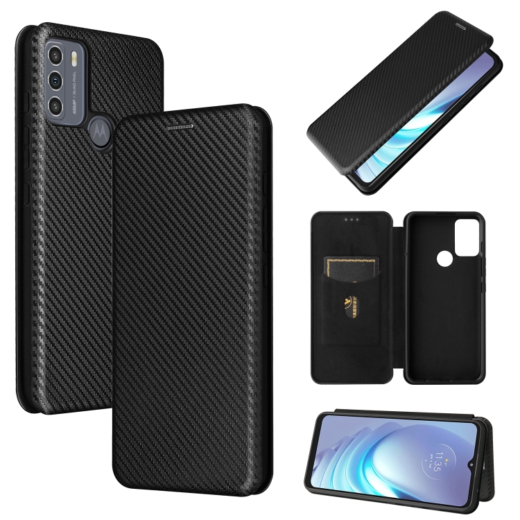 Carbon Fiber Texture Magnetic Horizontal Flip TPU + PC + PU Leather Case with Card Slot