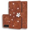 Calf Pattern Diamond Mandala Double Folding Design Embossed Leather Case with Wallet & Holder & Card Slots