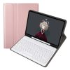 YA11B 2021 Detachable Lambskin Texture Round Keycap Bluetooth Keyboard Leather Case with Pen Slot & Stand