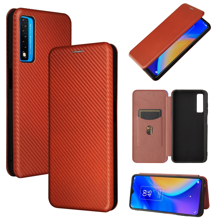 Carbon Fiber Texture Magnetic Horizontal Flip TPU + PC + PU Leather Case with Card Slot