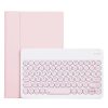 YAM12 Lambskin Texture Detachable Round Keycap Bluetooth Keyboard Leather Case with Holder