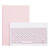 YAM13 Lambskin Texture Detachable Round Keycap Bluetooth Keyboard Leather Case with Holder