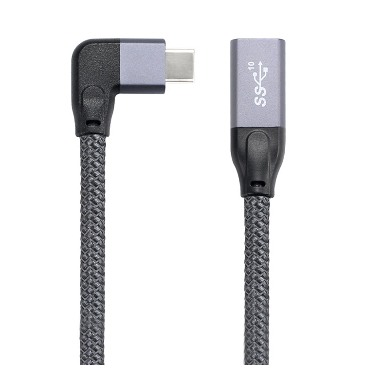 100W USB-C / Type-C Elbow Male to USB-C / Type-C Female Full-function Data Extension Cable