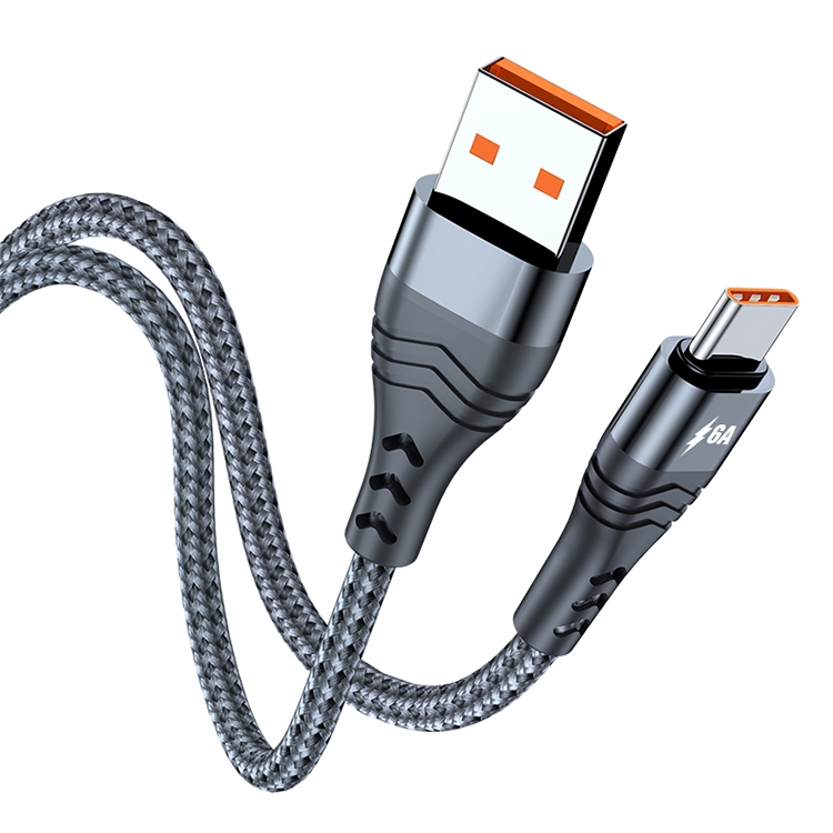 ADC-005 6A USB to USB-C / Type-C Weave Fast Charging Data Cable