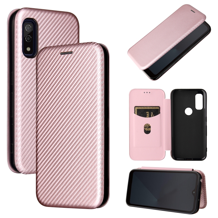 Carbon Fiber Texture Magnetic Horizontal Flip TPU + PC + PU Leather Case with Card Slot