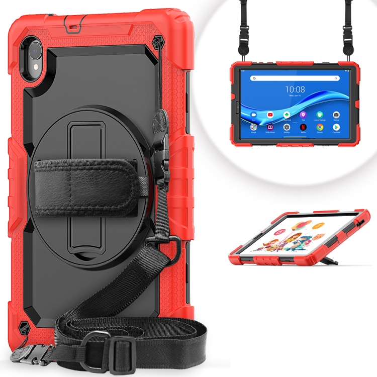 Shockproof Colorful Silicone + PC Protective Tablet Case with Holder & Shoulder Strap & Hand Strap