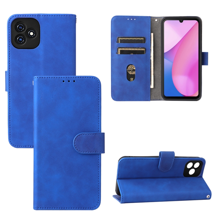 Solid Color Skin Feel Magnetic Buckle Horizontal Flip PU Phone Case