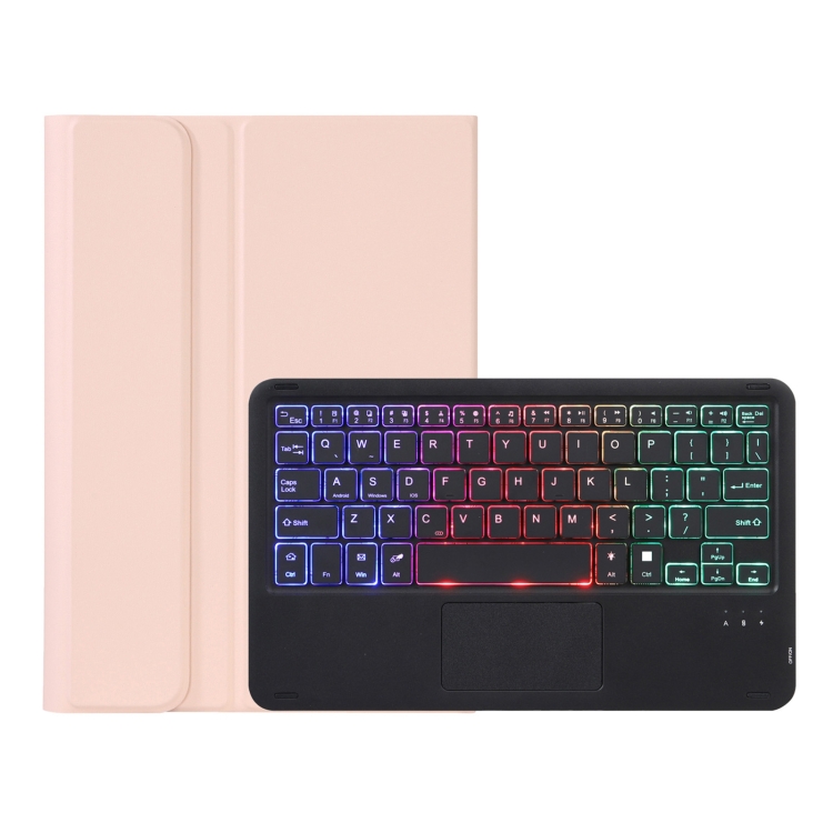 AHV7-AS Lambskin Texture Tri-color Backlight Bluetooth Keyboard Leather Tablet Case with Touchpad For Honor Tablet V7 Pro