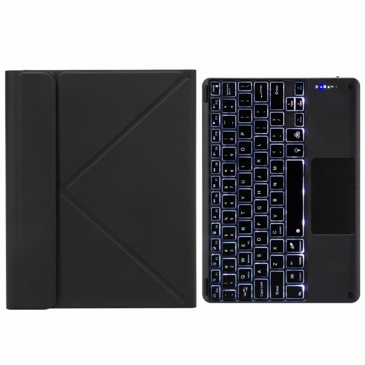 H-097CS Touch Backlight Bluetooth Keyboard Leather Case with Rear Three-fold Holder