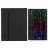 H-102S3 Tri-color Backlight Bluetooth Keyboard Leather Case with Rear Three-fold Holder