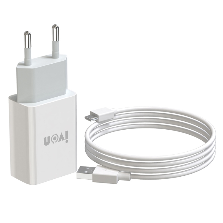 IVON AD-33 2 in 1 2.1A Single USB Port Travel Charger + 1m USB to USB-C / Type-C Data Cable Set,