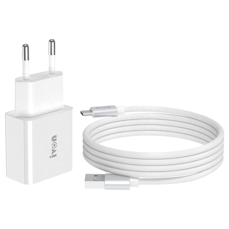 IVON AD-35 2 in 1 18W QC3.0 USB Port Travel Charger + 1m USB to Micro USB Data Cable Set,