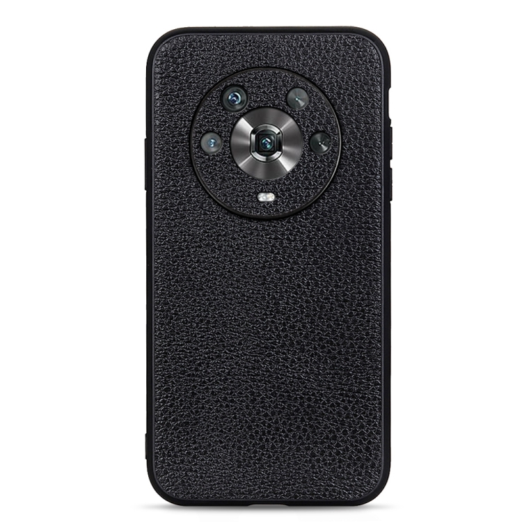 Accurate Hole Litchi Texture Genuine Leather Phone Case