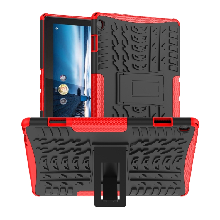 Tire Texture Shockproof TPU+PC Protective Tablet Case with Holder