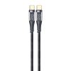 USAMS US-SJ574 Type-C / USB-C to Type-C / USB-C PD 100W Aluminum Alloy Transparent Charging Cata Cable, Length: 1.2m