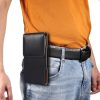 Men Litchi Texture Leather Portable Mobile Phone Waist Bag for 6.9 inch or below