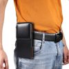 Men Glossy Texture Leather Portable Mobile Phone Waist Bag for 6.9 inch or below