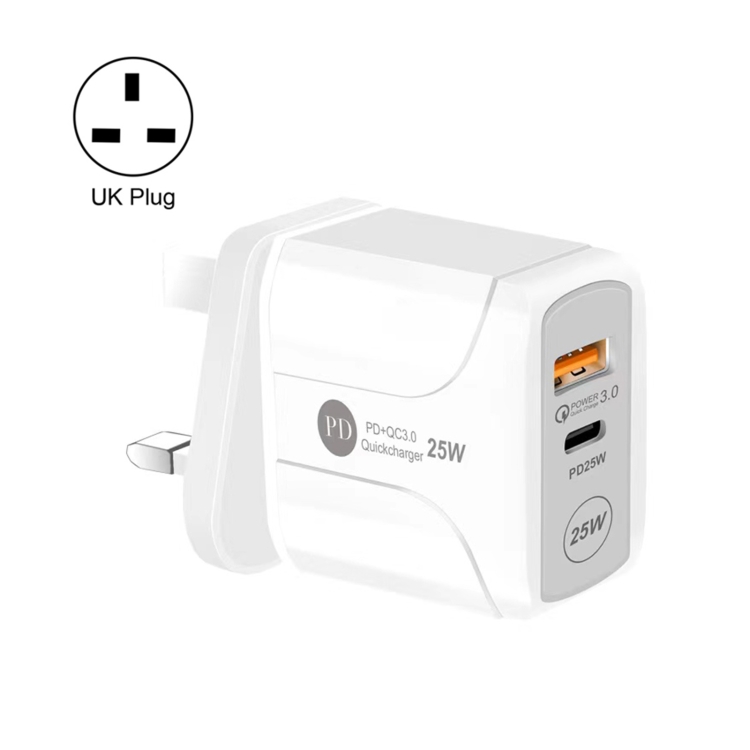 25W PD Type-C + QC3.0 USB Ports Travel Charger