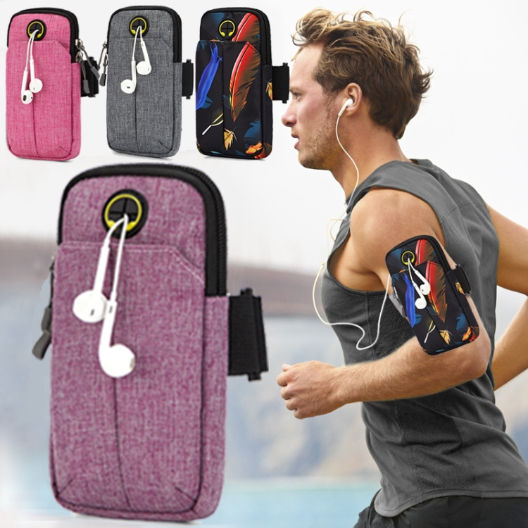 Universal 6.2 inch or Under Phone Zipper Double Bag Multi-functional Sport Arm Case with Earphone Hole