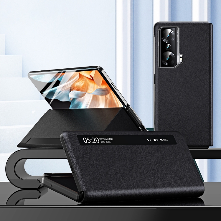 Side Window View Smart Lychee Texture Leather Phone Case