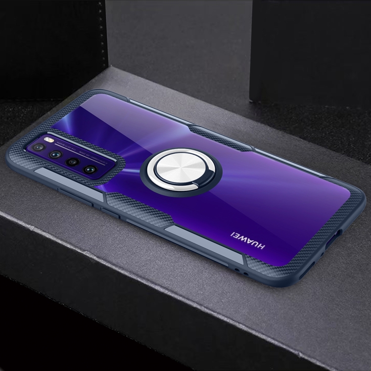 Anti-fall Transparent TPU + Acrylic Mobile Phone Protective Case with Ring Bracket