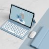 YM-LX106 Round Key Detachable Bluetooth Tablet Keyboard Leather Case with Mouse