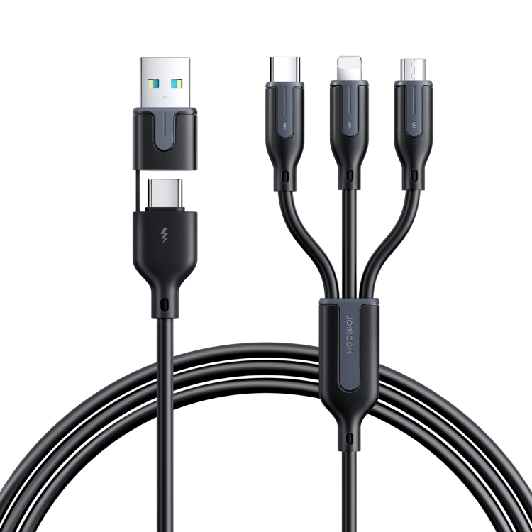 JOYROOM S-S-2T3018A15 Ice-Crystal Series 1.2m 3.5A USB+Type-C to 8 Pin+Type-C+Micro USB 3 in 2 Fast Charging Cable