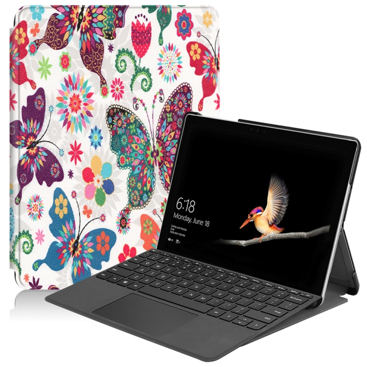 For Microsoft Surface Go 2 / Surface Go Colored Drawing Voltage Elastic Texture Horizontal Flip Leather Case with Holder