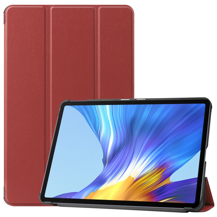 For Huawei Honor V6 / MatePad 10.4 inch Universal Solid Color Anti-fall Horizontal Flip Tablet PC Leather Case with Tri-fold Bracket & Sleep / Wake-up