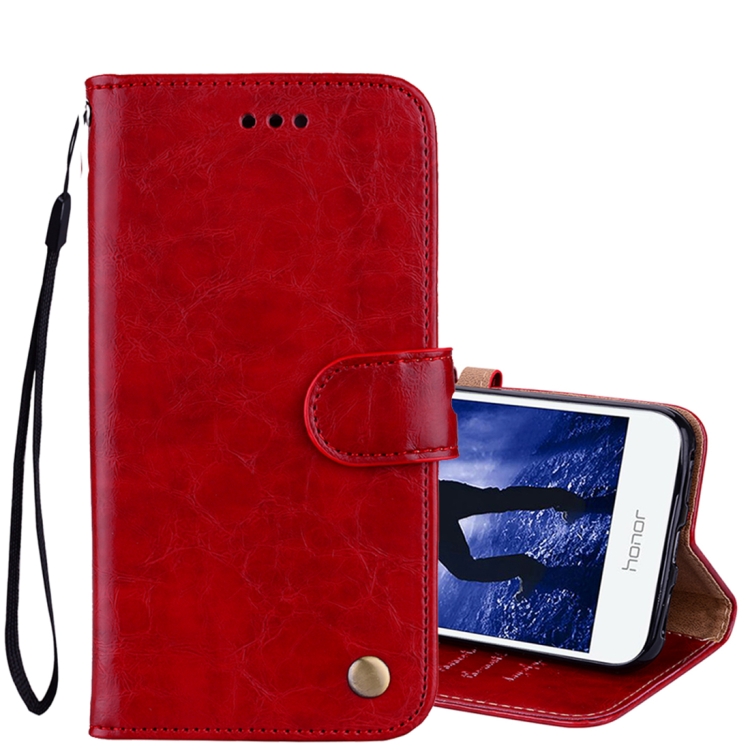 For Huawei  Honor 6A Business Style Oil Wax Texture Horizontal Flip Leather Case with Holder & Card Slots & Hand Strap