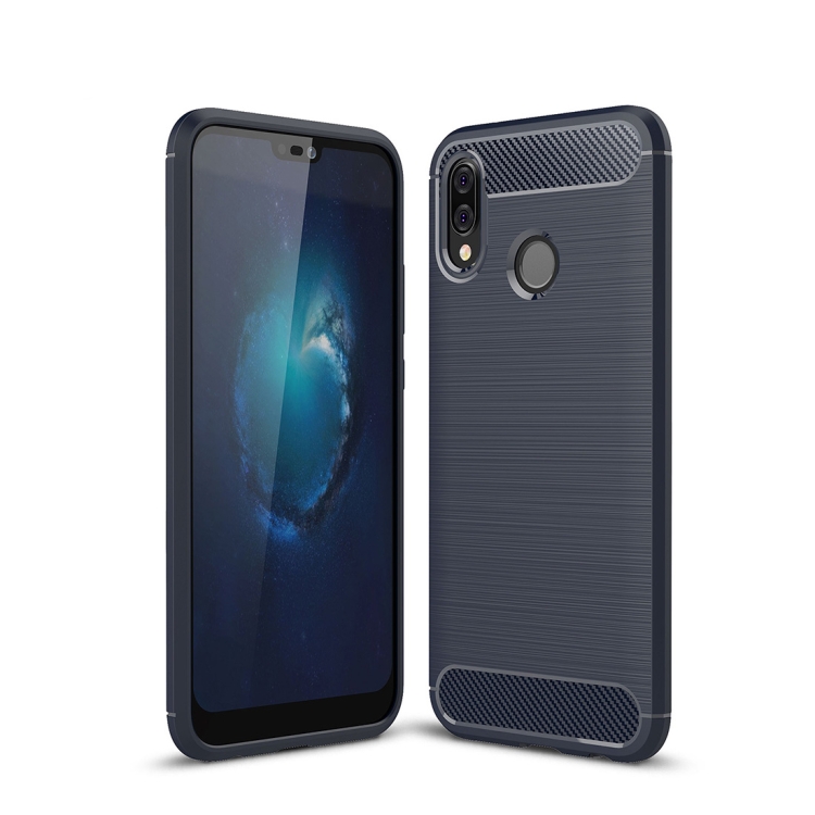 For Huawei  P20 Lite Brushed Texture Carbon Fiber Shockproof TPU Protective Back Case