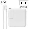 87W Type-C Power Adapter Portable Charger with 1.8m Type-C Charging Cable, US Plug
