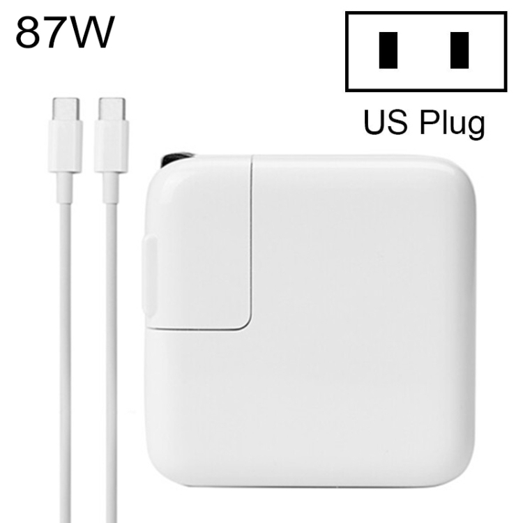87W Type-C Power Adapter Portable Charger with 1.8m Type-C Charging Cable, US Plug