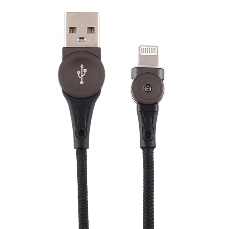 USB to 8 Pin Rotatable Connector Braided Data Cable, Cable Length: 1m