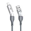 REMAX RC-011 1.2m 2.4A 4-in-1 USB to USB-C / Type-Cx2 + 8 Pin Fast Charging Data Cable