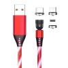 3 in 1 2.4A USB to 8 Pin + Micro USB + USB-C / Type-C 540 Degree Bendable Streamer Magnetic Data Cable, Cable Length: 1m